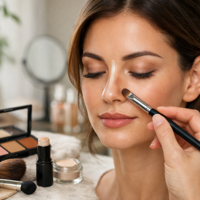 Affinez visuellement un nez large — contouring simple et naturel